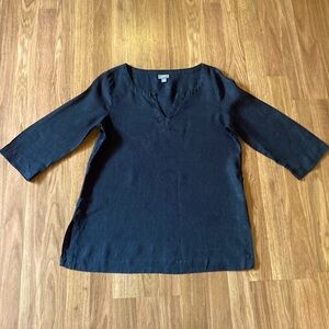 J.Jill ladies XS black tunic blouse. 100% linen.